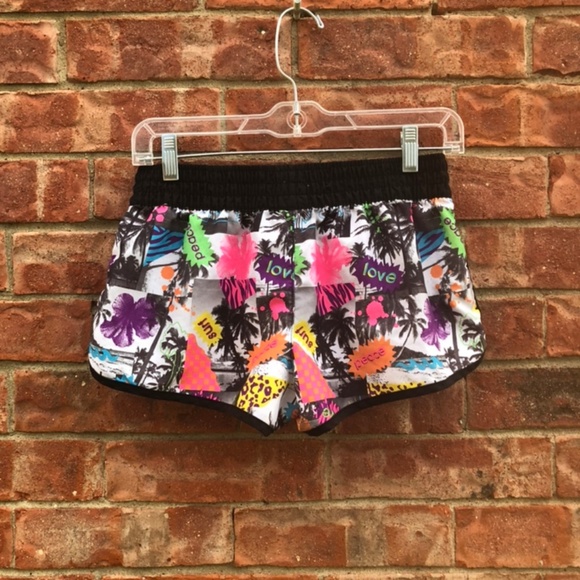 NWOT Neon Palm Tree Hollywood Active Shorts - Picture 6 of 6